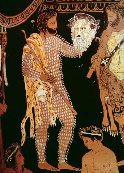 Detail from a Red-Figure Vase Showing an Actor Holding His Mask, Found at Ruvo, c.410 BC by Unbekannt Unbekannt